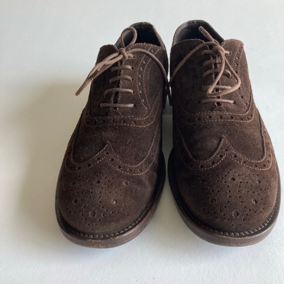 MaxMara Chocolate Brown Suede Genuine Leather Oxfords size EUR 38, US 7.5 - Picture 4 of 13